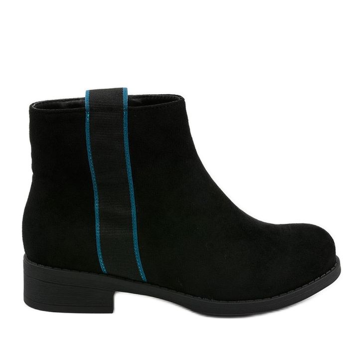Schwarze flache Stiefel Thelsys isolierte Stiefel blau