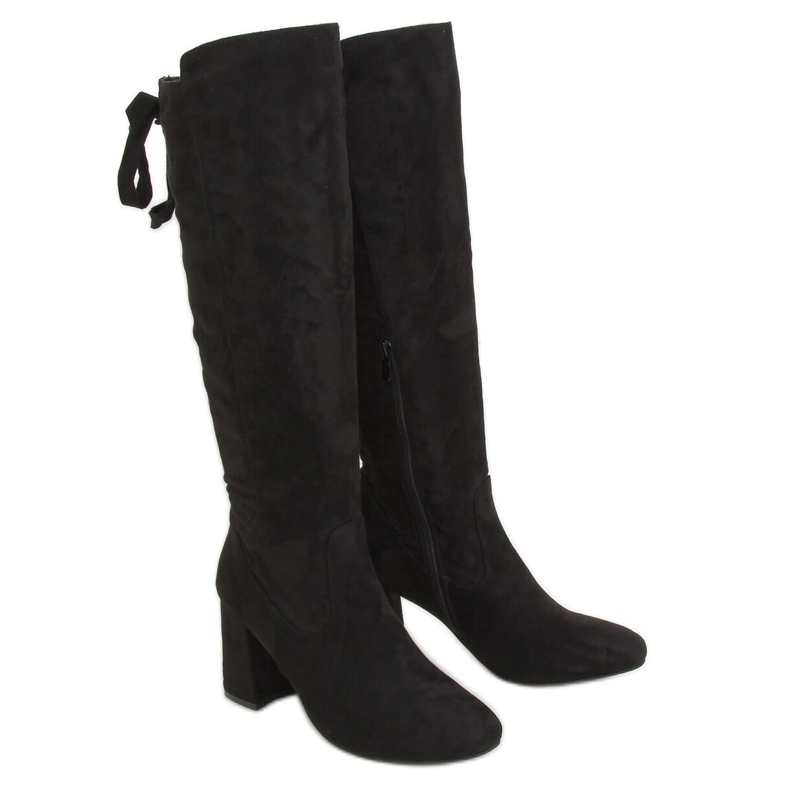 Schwarze Stiefel mit hohen Absätzen J19-65 Schwarz