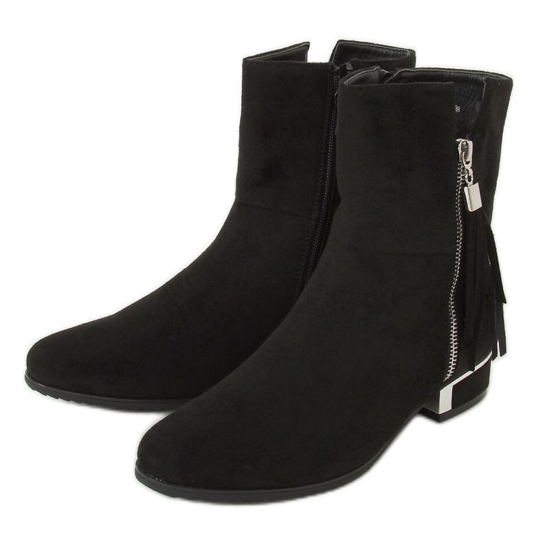 Schwarze Damenstiefel mit flachem Absatz HFN-2311 Schwarz