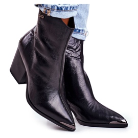 Damenstiefel auf High Heel Leder Big Star Black GG274919 schwarz
