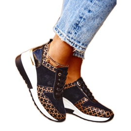 S.Barski Damen Sportschuhe Sneakers Schwarz Weiß Metronus beige