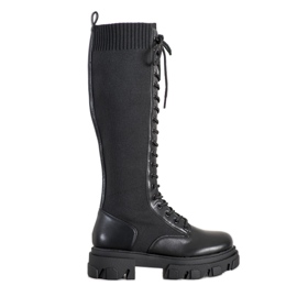 Seastar Hohe Arbeiterstiefel auf der Plattform schwarz