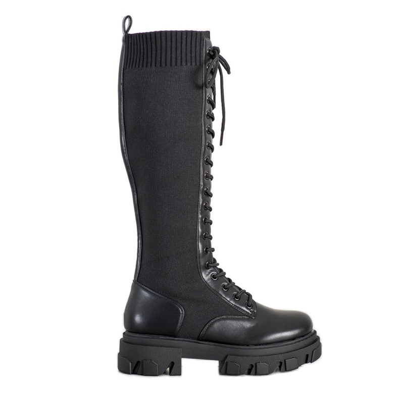 Seastar Hohe Arbeiterstiefel auf der Plattform schwarz