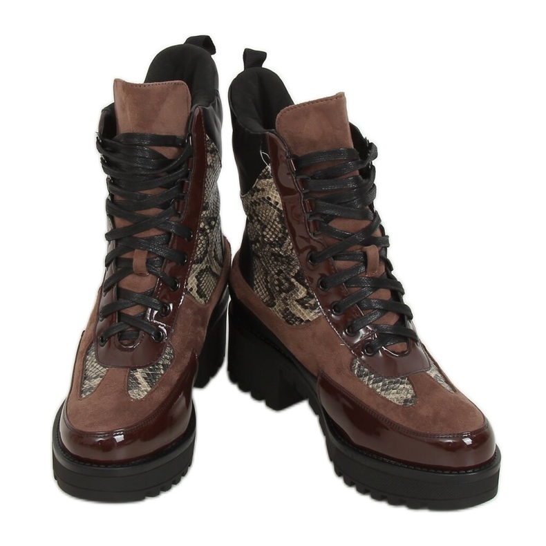 Schuhe mit hohen Sohlen NS067 Snake braun