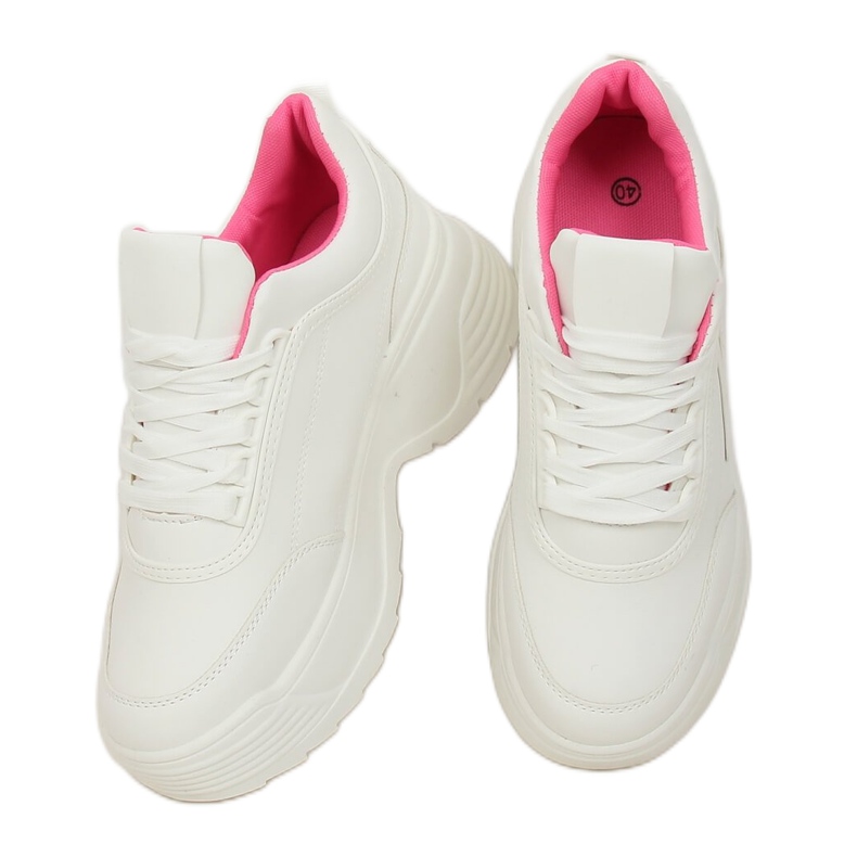 Weiße LA78P Fushia Sportschuhe mit hoher Sohle rosa