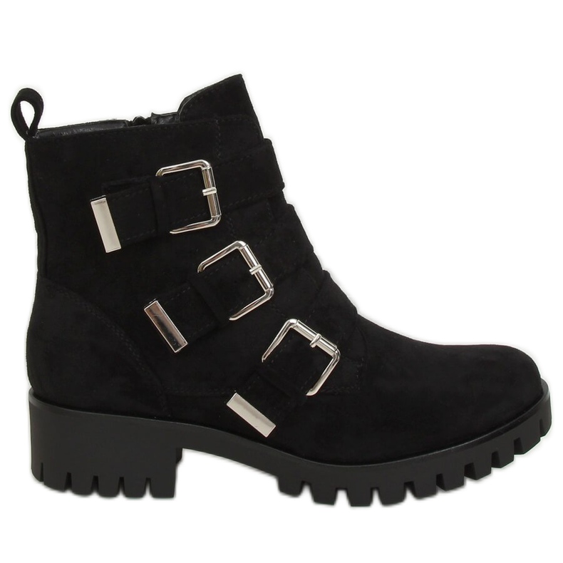 Schwarz XJ-08 Schwarze Stiefel am Protektor