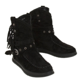 Schwarze Stiefel im Boho-Stil ST-17P Schwarz