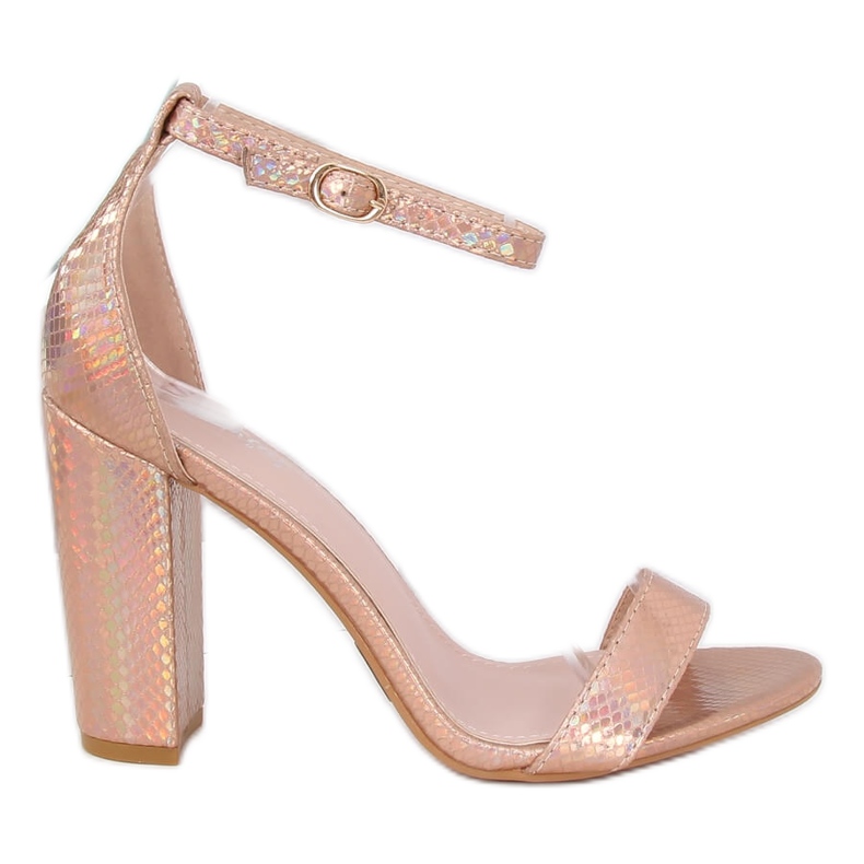 Holographische Sandalen mit hohen Absätzen TU135P Champagne II Qualität rosa
