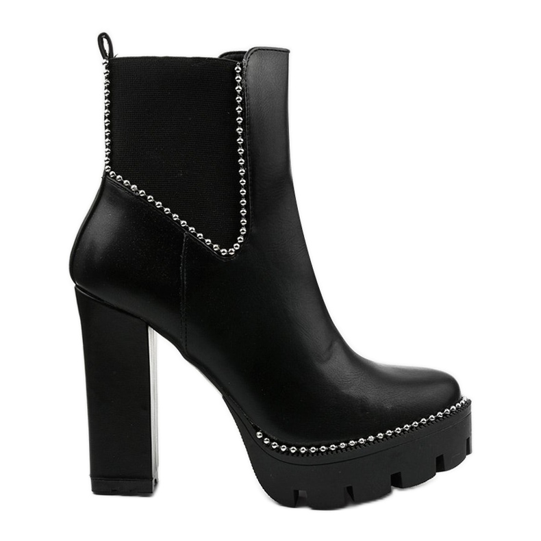 Schwarze Stiefeletten mit elastischem 18801-1 Reißverschluss