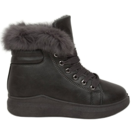 Graue Stiefel mit Fell A07 Grau