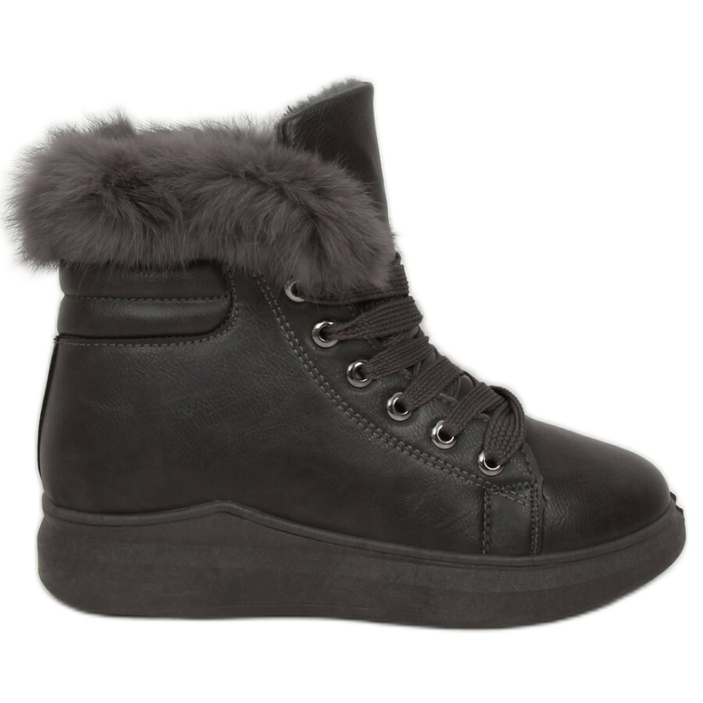 Graue Stiefel mit Fell A07 Grau