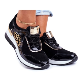 Vinceza Damen Sportschuhe Sneakers Schwarz Leder 21-7778