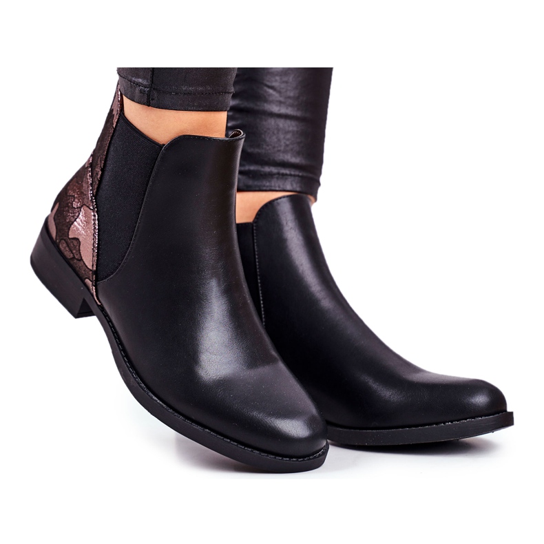 S.Barski Damen Stiefel Warme Chelsea Boots Flacher Absatz Schwarz Dibbo