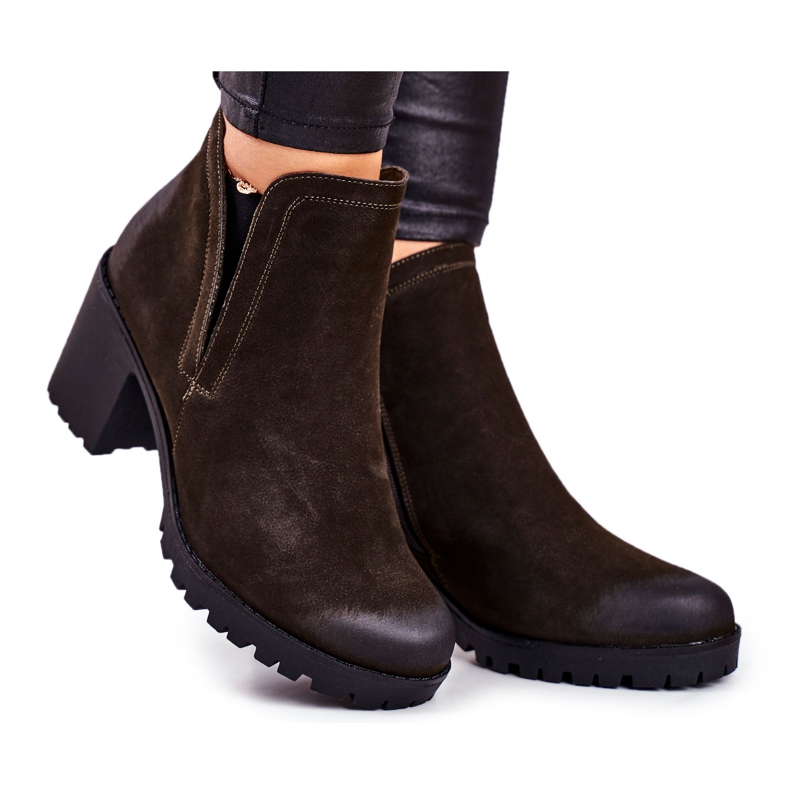 S.Barski Damenstiefel On Heel Warm Khaki Veronica braun