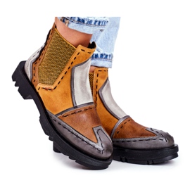 Damen Jodhpur-Stiefel aus Leder Maciejka Gelb 04634 mehrfarbig