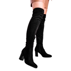 Vinceza Damenstiefel mit Absatz Wildleder Schwarz Victoria