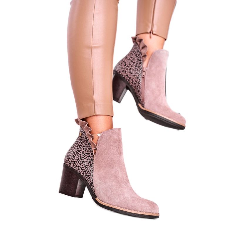 Damenstiefel mit Absatz, Leder Frühling Maciejka Beige 04833-04