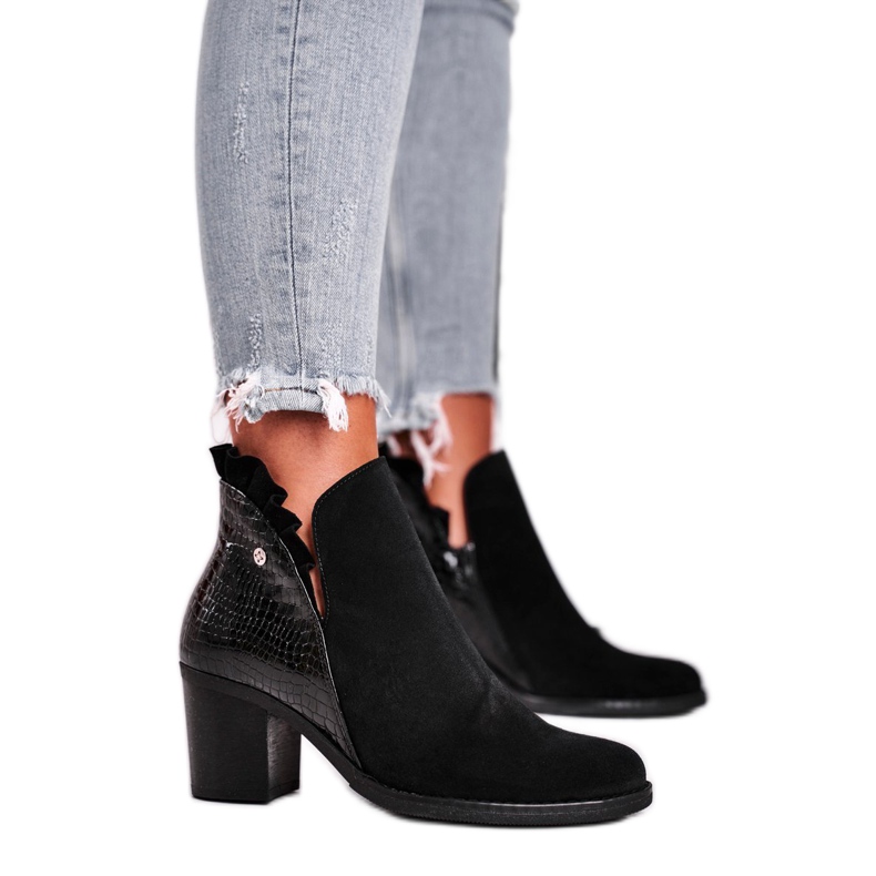 Damenstiefel mit Absatz, Leder Frühling Maciejka Schwarz 04833-01