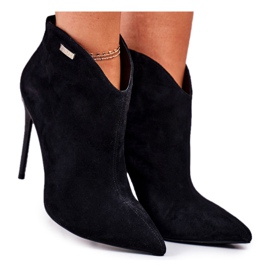 GOE Damen Stiefel auf High Heel Wildleder Schwarz GG2N3033