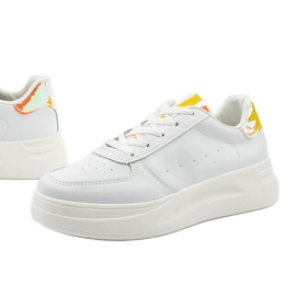 Weiße glänzende Turnschuhe LLQ205-17 golden