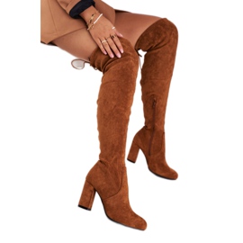 Mulanka Wildlederstiefel für Damen mit Absatz Camel Highso braun