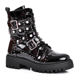 SEA Lackierte Damenstiefel Black Camelia schwarz