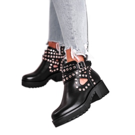 Damenstiefel mit Nieten Grunge Schwarz Heavenly