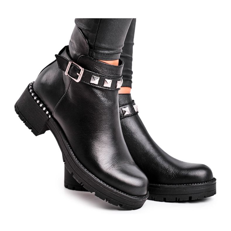 Damen Leder Warme Stiefel Laura Messi Schwarz 2055