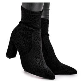 S.Barski Damenstiefel mit Absatz Centki Black Panther schwarz