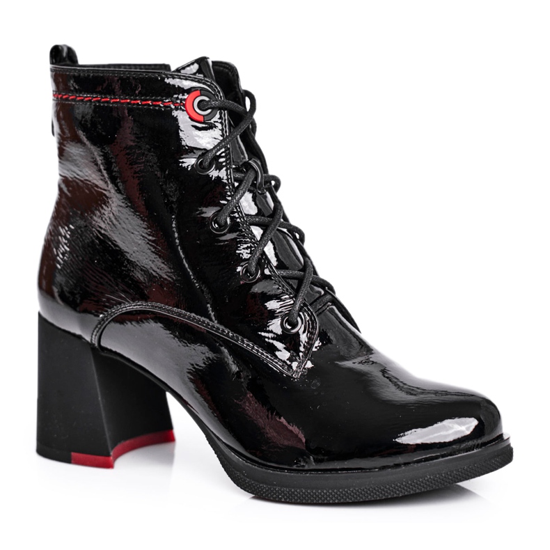 S.Barski Damenstiefel mit Absatz Lackiert Schwarz Do It Better