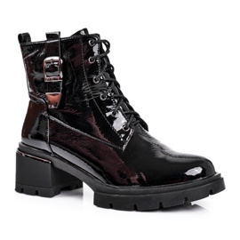 S.Barski Damen Stiefel Lackiert Schwarz Drive Me Crazy