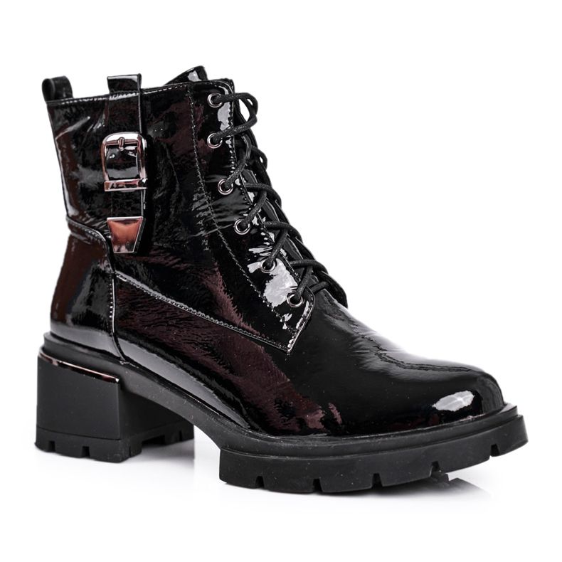 S.Barski Damen Stiefel Lackiert Schwarz Drive Me Crazy