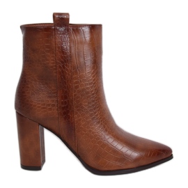 Stiefel mit hohem Absatz, braune Schlangenhaut RB54 Camel