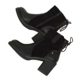 Schwarze Stiefel mit breiten Absätzen H8116 Schwarz