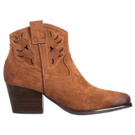 VINCEZA durchbrochene Cowboystiefel braun