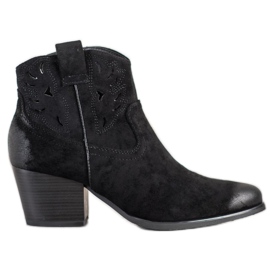 VINCEZA durchbrochene Cowboystiefel schwarz