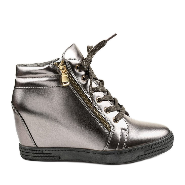 Graue Sneaker mit goldenem Aqiava-Reißverschluss