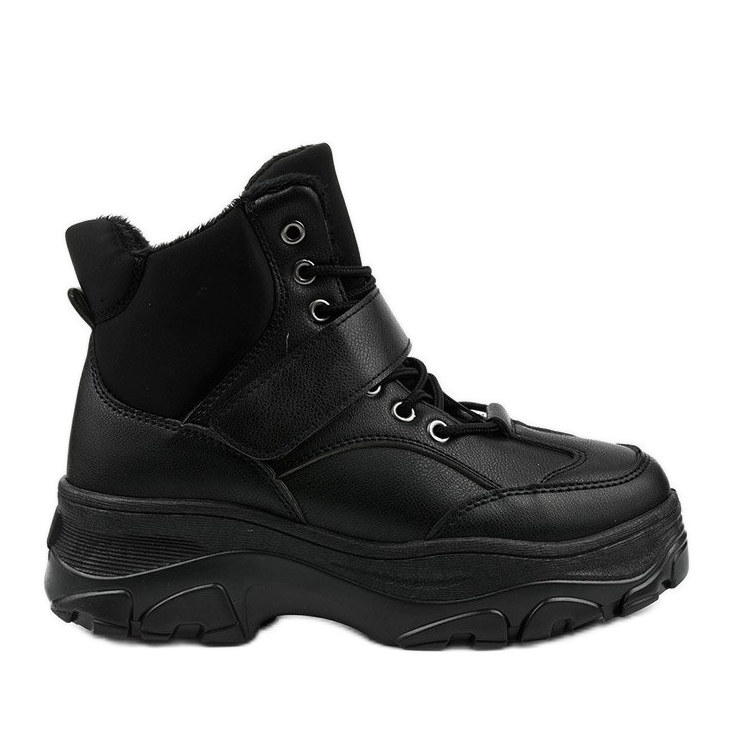 Schwarzer modischer Sport-Sneaker aus Eco-Leder Soulsille