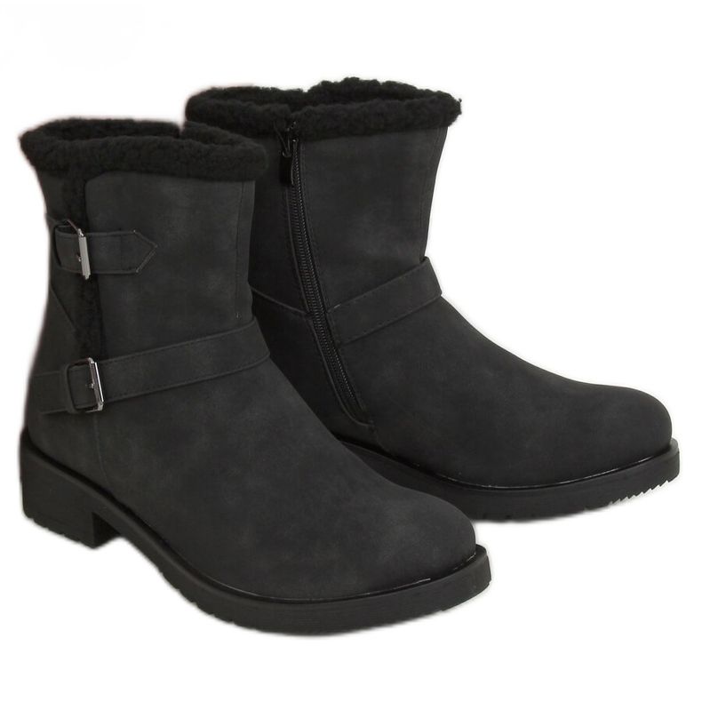 Schwarze Damenstiefel schwarz 99-12 Schwarz