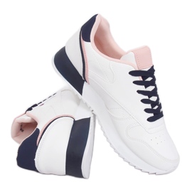 Weiße Damen Sportschuhe BK938 WEISS / BLAU marineblau