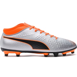 Puma One 4 Syn Fg Fußballschuhe grau-orange 104749 01 mehrfarbig silber-
