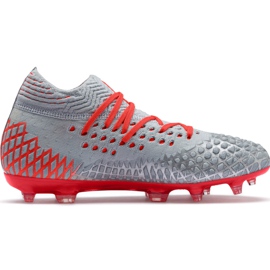 Fußballschuhe Puma Future 4.1 Netfit Fg Ag Jr silber-rot 105692 01 grau
