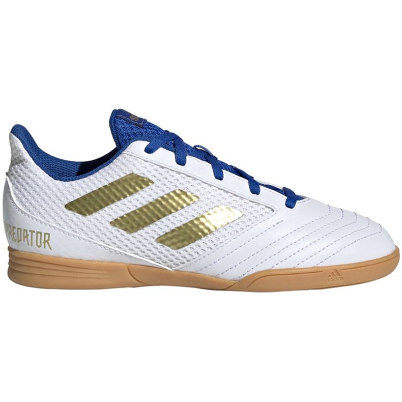Fußballschuhe adidas Predator 19.4 In Sala Junior weiß und blau EG2829