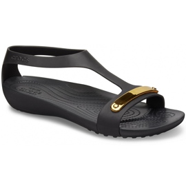 Crocs Damen Sandalen Serena Metallic Bar Sdl W schwarz-gold 206421 751