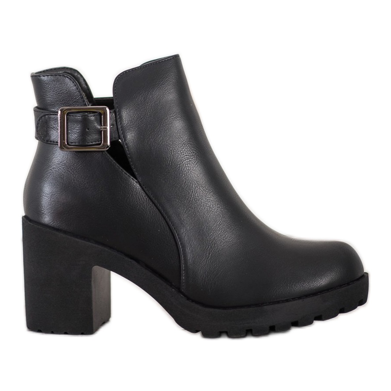 Weide Slip-on-Booties mit Schnalle schwarz