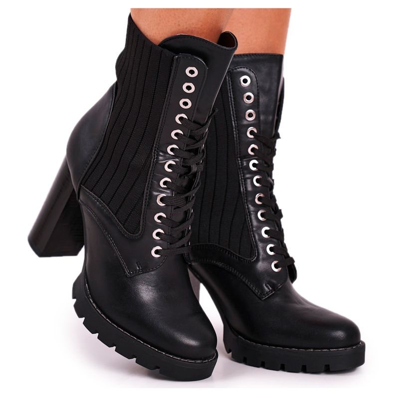 FE1 Damenstiefel mit hohem Absatz Schwarz Erdogan