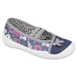 Befado Kinderschuhe 116X279 marineblau rosa silber grau