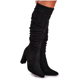 SEA Damenstiefel auf Absatz Wildleder Black Cromes schwarz