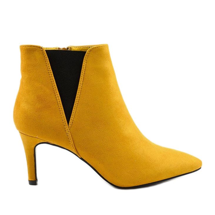 Gelbe Stiefeletten mit Patter-Gummiband schwarz