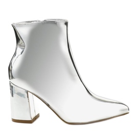 Silberne Stiefeletten am Pfosten SY50P Silberner Reißverschluss silber-